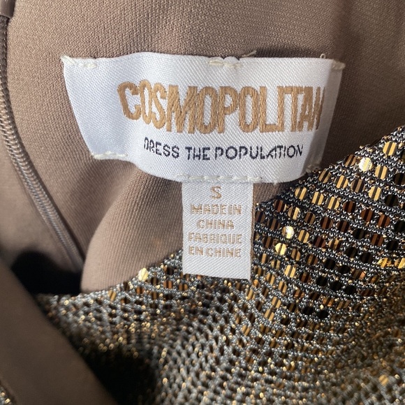 (A2) NEW Cosmopolitan x Dress The Population XOXO Gold Metallic Dress, Sz S,NWOT - Picture 4 of 13